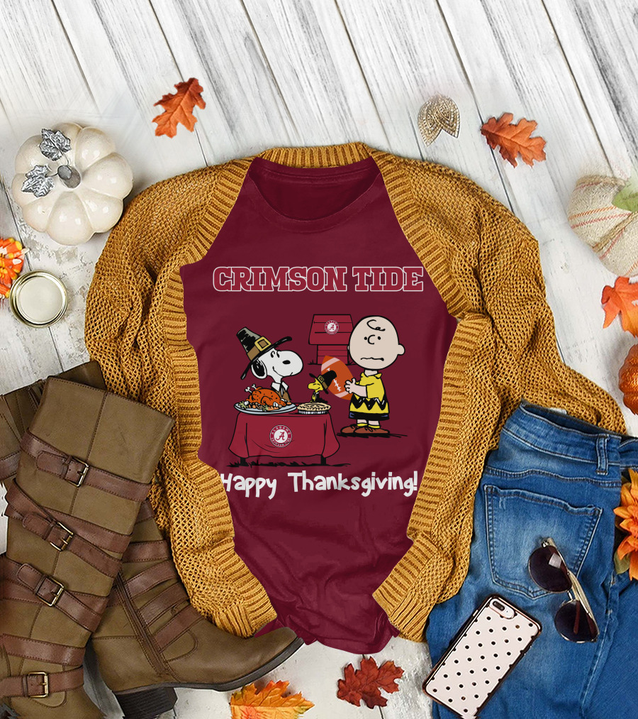 Crimson Tide Snoopy and Charlie Brown Thanksgiving T-Shirt