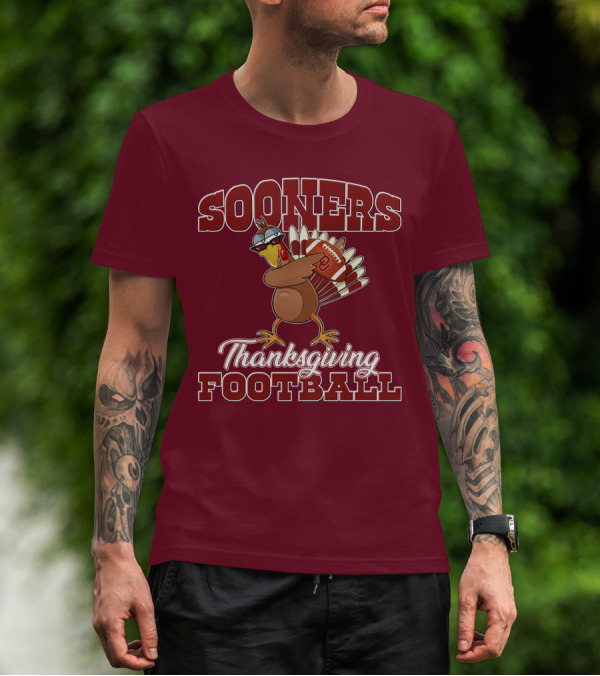 Sooners Thanksgiving Football Turkey In Sunglasses T-Shirt