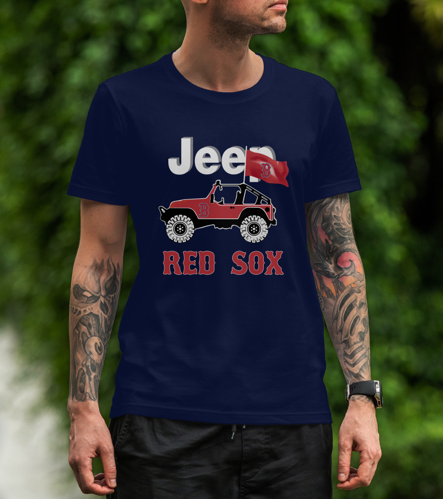 Jeep Red Sox Adventure With Boston Flag T-Shirt