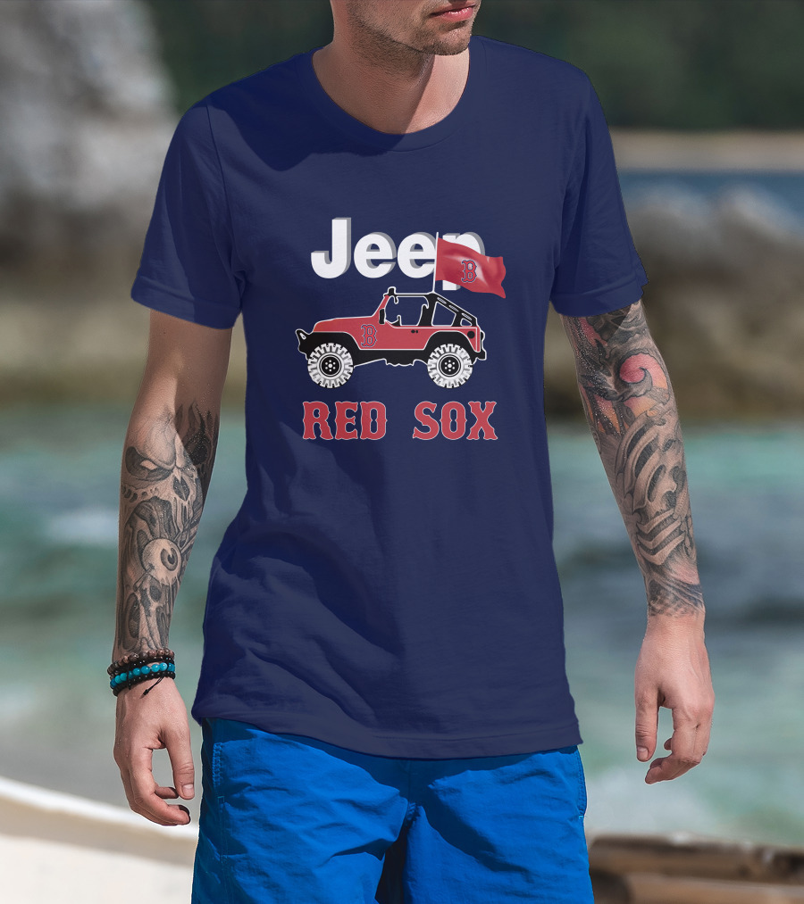 Jeep Red Sox Adventure With Boston Flag T-Shirt