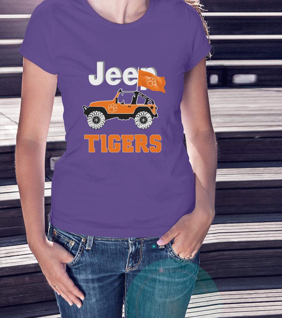 Jeep Clemson Tigers Paw Print Off-Road Enthusiast Flag T-Shirt