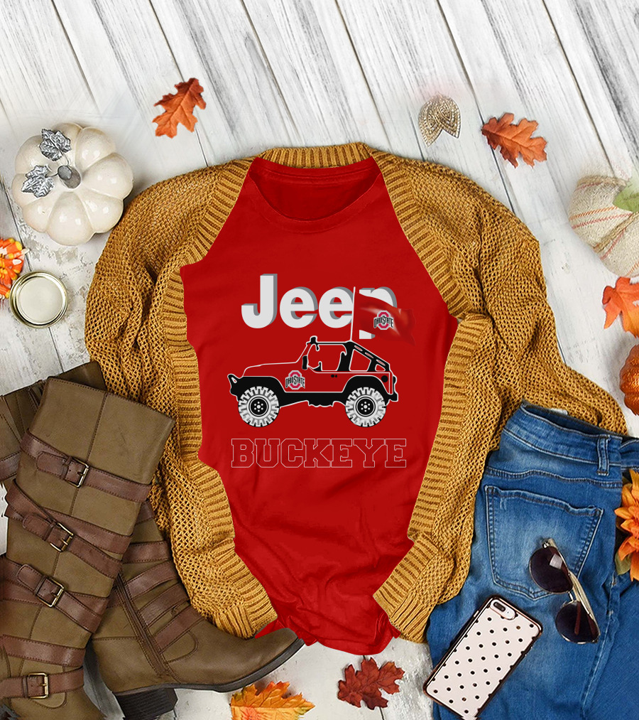 Jeep Ohio State Buckeye Red Flag Adventure T-Shirt