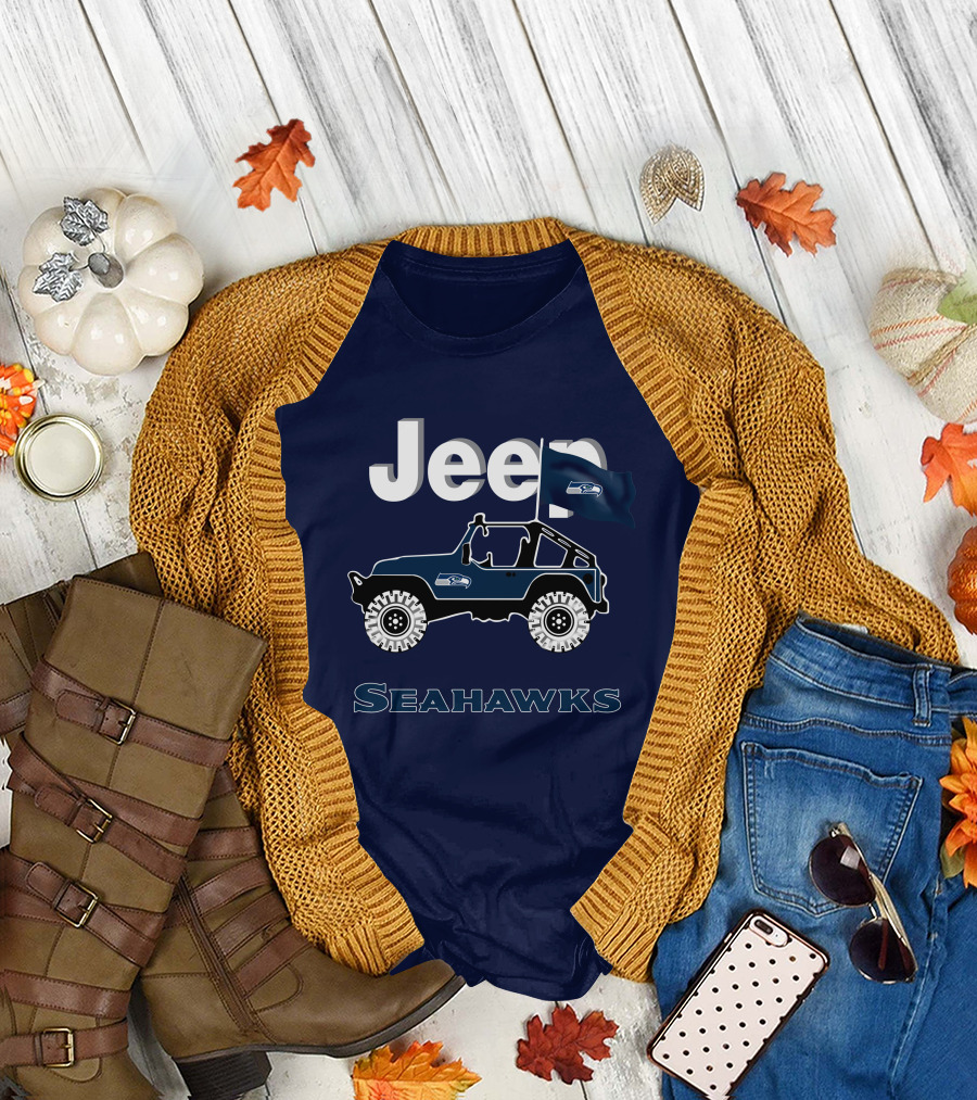 Jeep Seattle Seahawks Graphic Flag T-Shirt