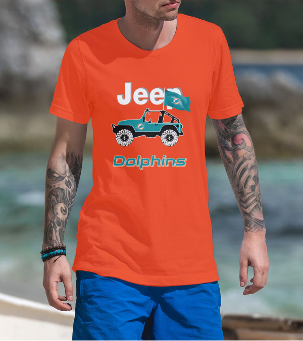 Jeep Dolphins Miami Flag Adventure T-Shirt