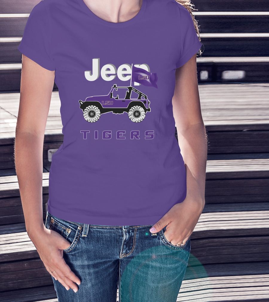 Jeep Lsu Tigers Purple Flag T-Shirt