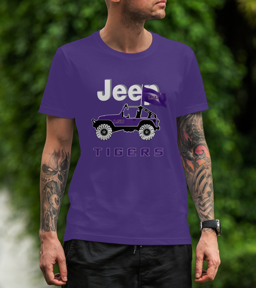 Jeep Lsu Tigers Purple Flag T-Shirt