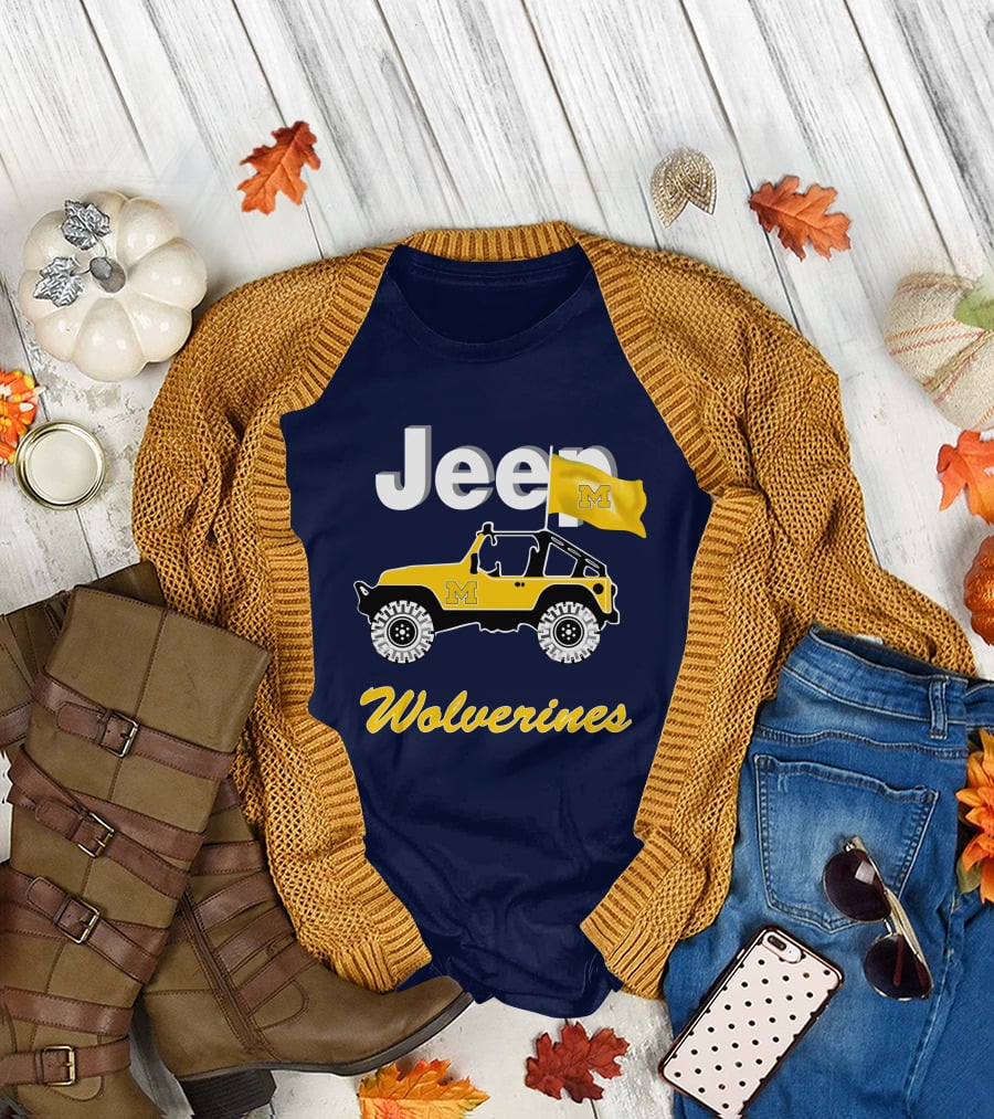Jeep Michigan Wolverines M Flag Yellow T-Shirt