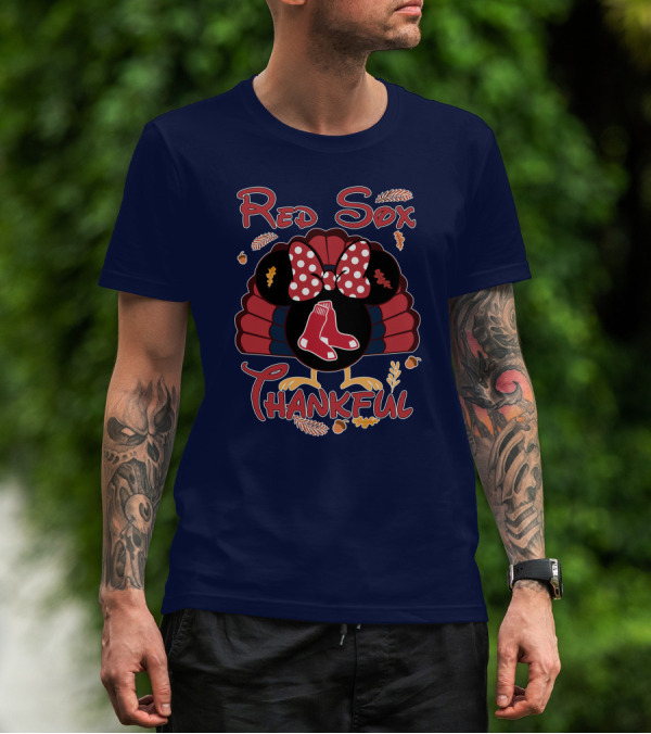 Red Sox Thankful Minnie Thanksgiving Turkey T-Shirt
