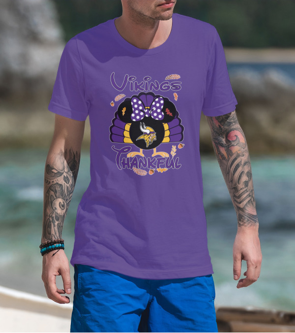 Vikings Thankful Turkey Minnie Thanksgiving T-Shirt