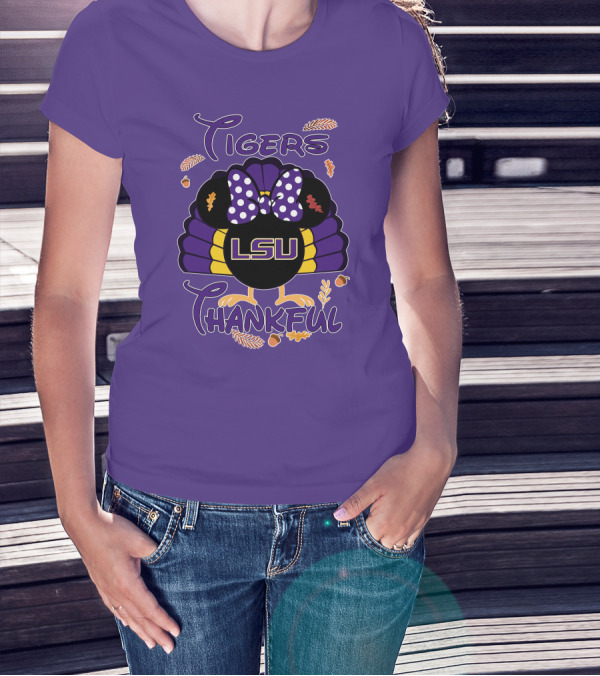 LSU Tigers Thankful Minnie Thanksgiving T-Shirt