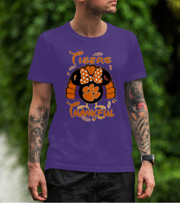 Tigers Thankful Clemson Minnie Thanksgiving T-Shirt