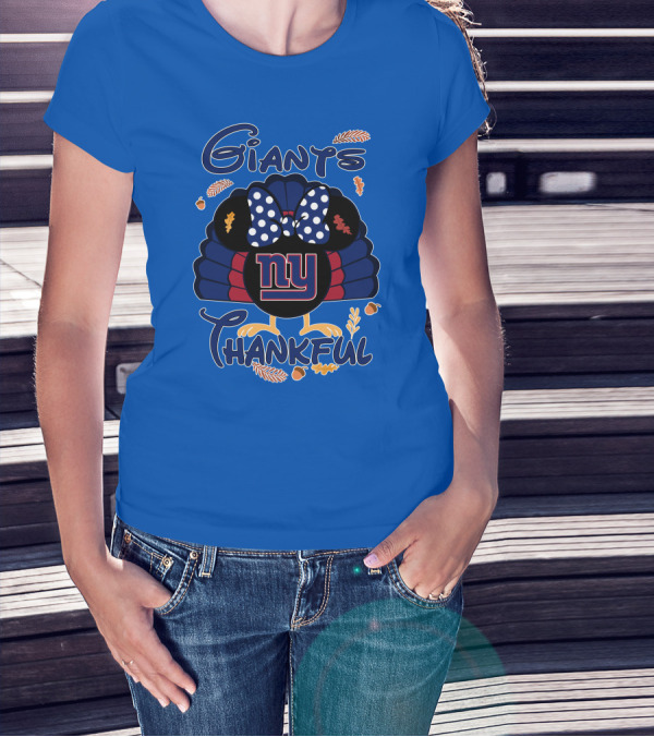 Giants Thankful New York Turkey Minnie Bow T-Shirt