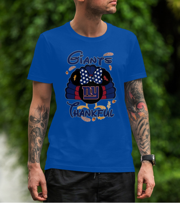 Giants Thankful New York Turkey Minnie Bow T-Shirt