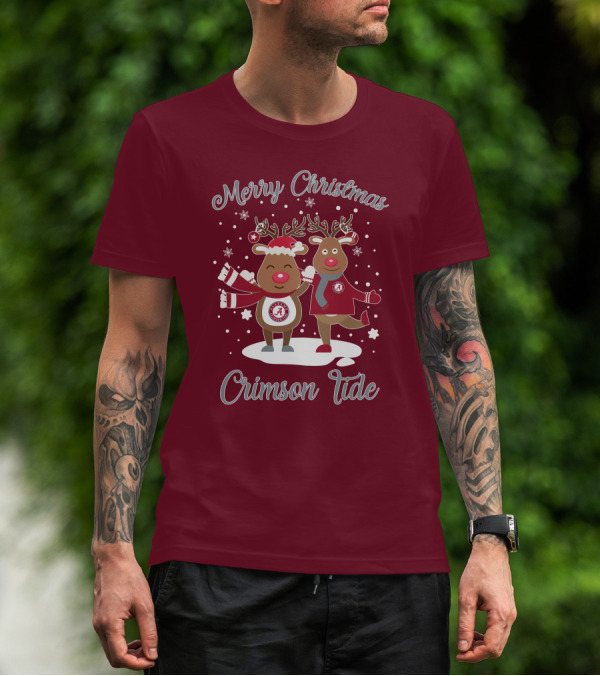 Crimson Tide Merry Christmas Reindeer T-Shirt