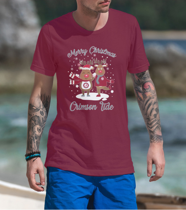 Crimson Tide Merry Christmas Reindeer T-Shirt
