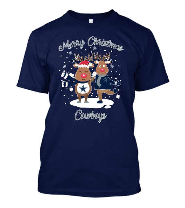 Merry Christmas Cowboys Reindeer Funny Dallas T-Shirt