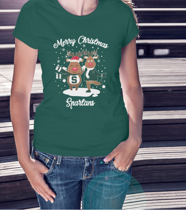 Merry Christmas Michigan State Spartans Reindeer T-Shirt