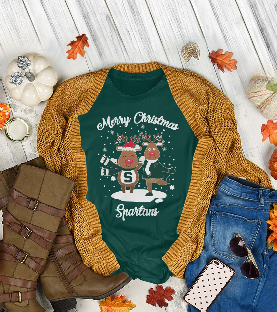 Merry Christmas Michigan State Spartans Reindeer T-Shirt