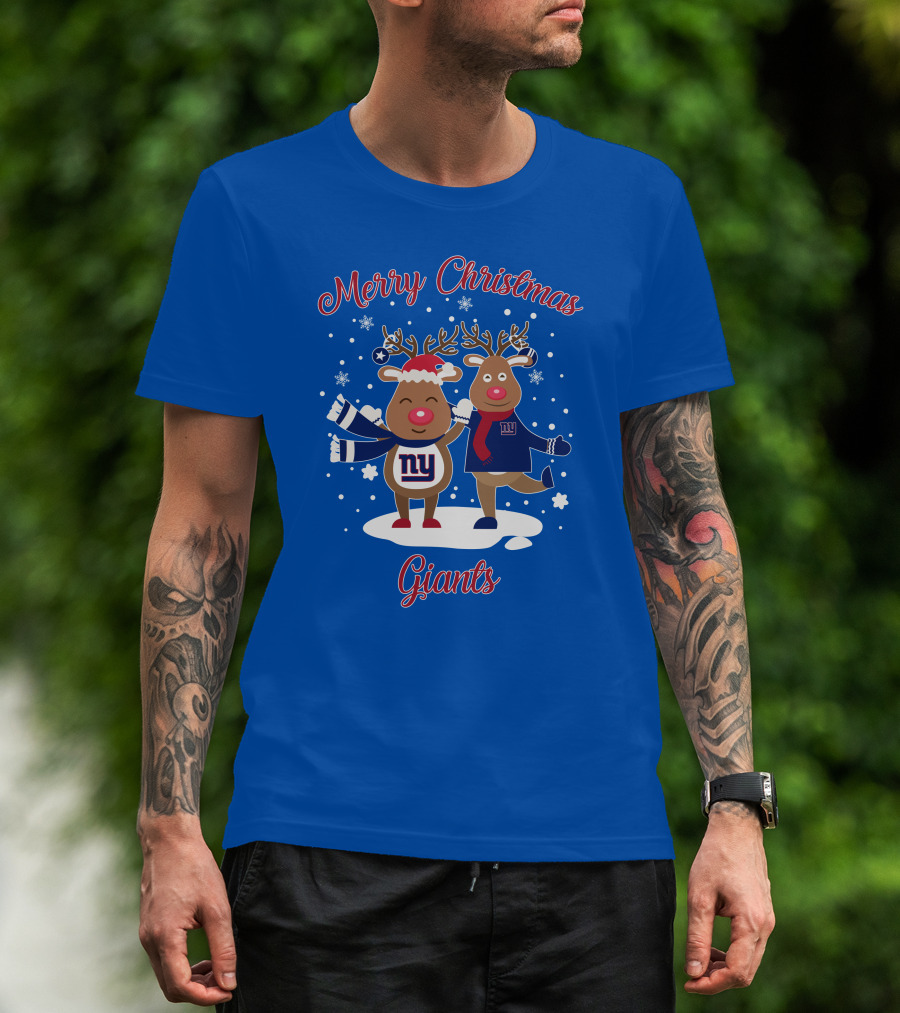 Merry Christmas New York Giants Reindeer T-Shirt