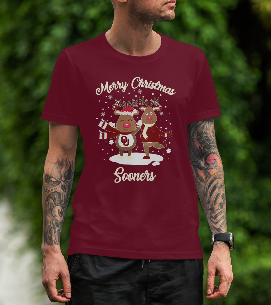 Merry Christmas Sooners Oklahoma Reindeer T-Shirt