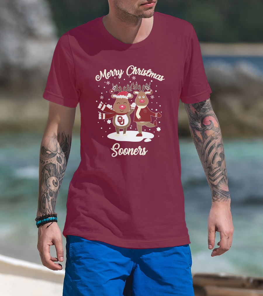 Merry Christmas Sooners Oklahoma Reindeer T-Shirt
