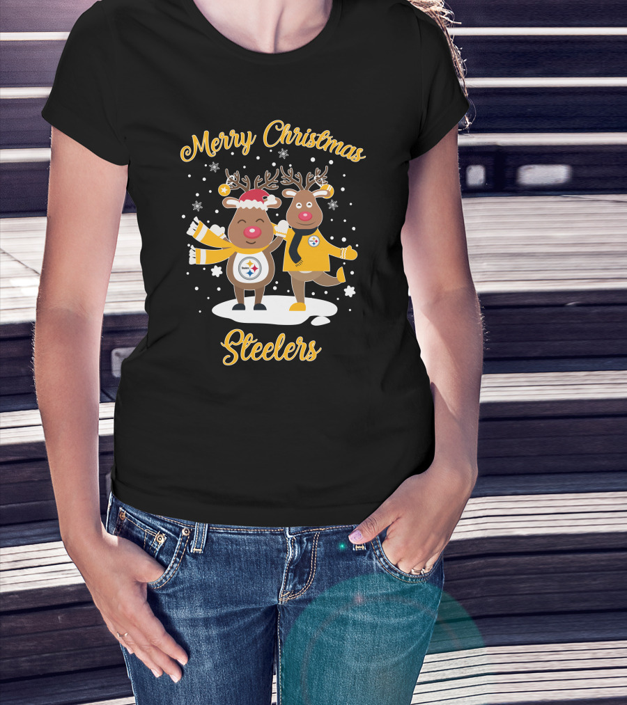 Merry Christmas Pittsburgh Steelers Reindeer T-Shirt