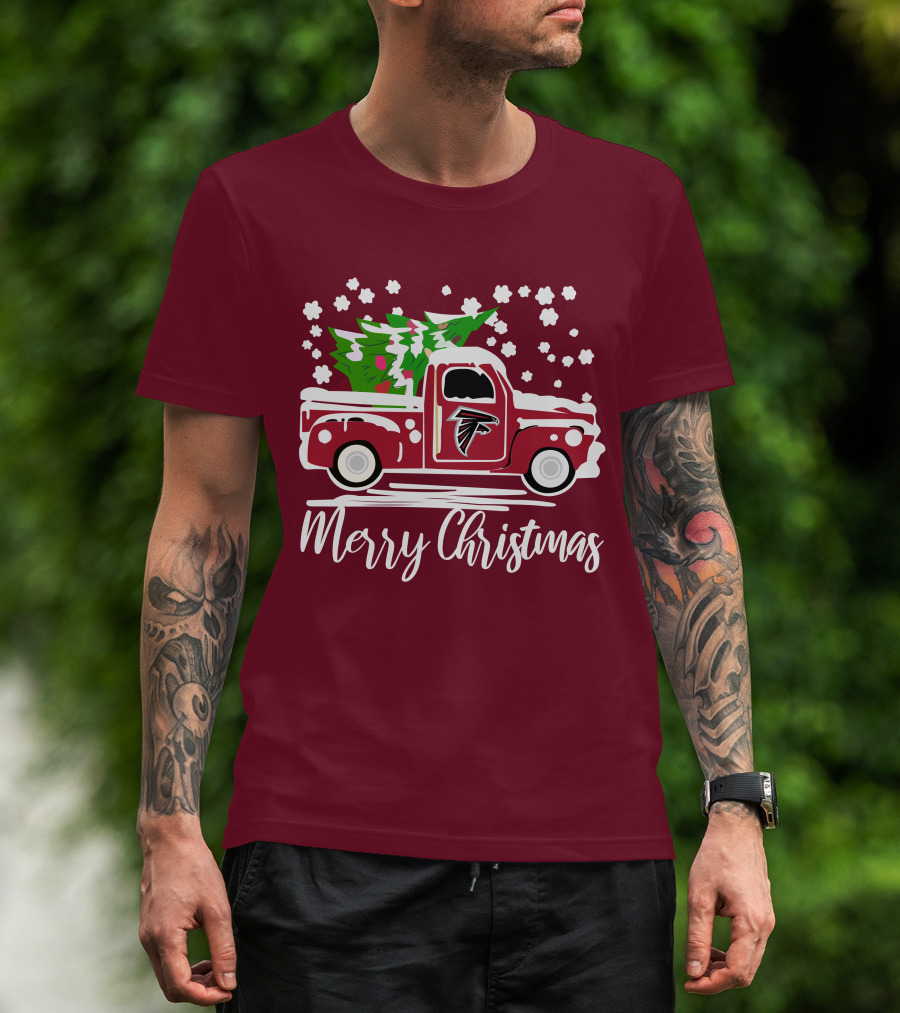 Atlanta Falcons Vintage Truck Merry Christmas T-Shirt