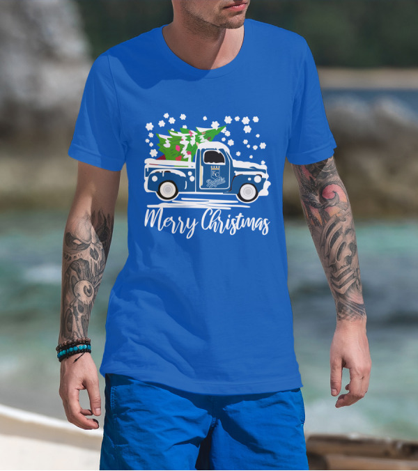 Kansas City Royals Vintage Car Merry Christmas Tree Winter Holiday T-Shirt