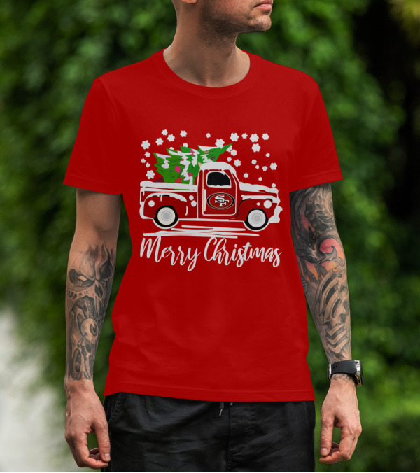 San Francisco 49ers SF Vintage Truck Merry Christmas T-Shirt