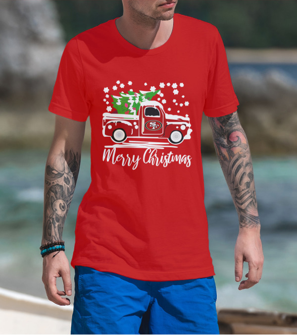 San Francisco 49ers SF Vintage Truck Merry Christmas T-Shirt