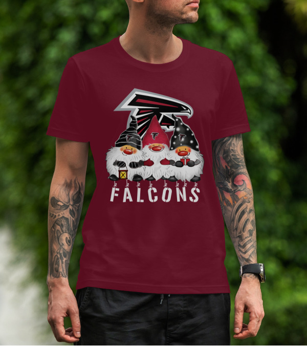 Atlanta Falcons Merry Christmas Happy Holidays Gnomes T-Shirt