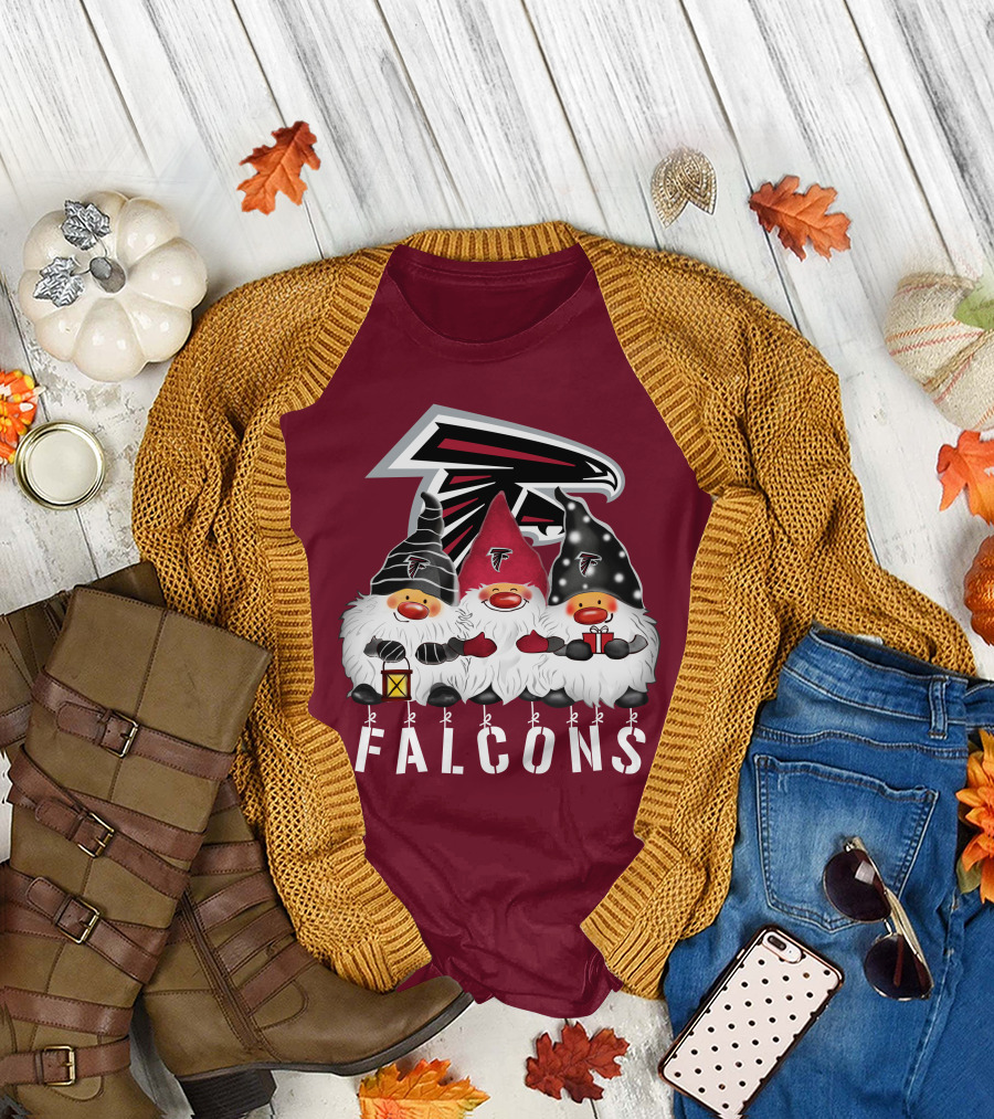 Atlanta Falcons Merry Christmas Happy Holidays Gnomes T-Shirt