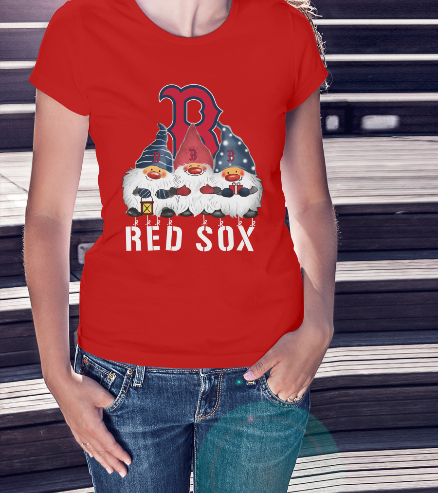 Boston Red Sox Merry Christmas Happy Holidays Gnomes T-Shirt