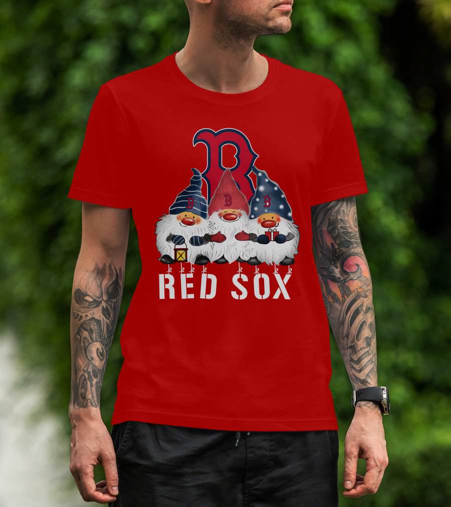 Boston Red Sox Merry Christmas Happy Holidays Gnomes T-Shirt