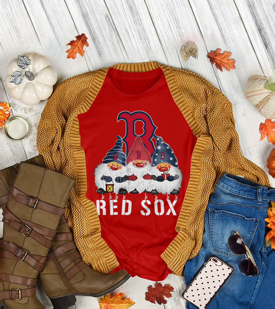 Boston Red Sox Merry Christmas Happy Holidays Gnomes T-Shirt