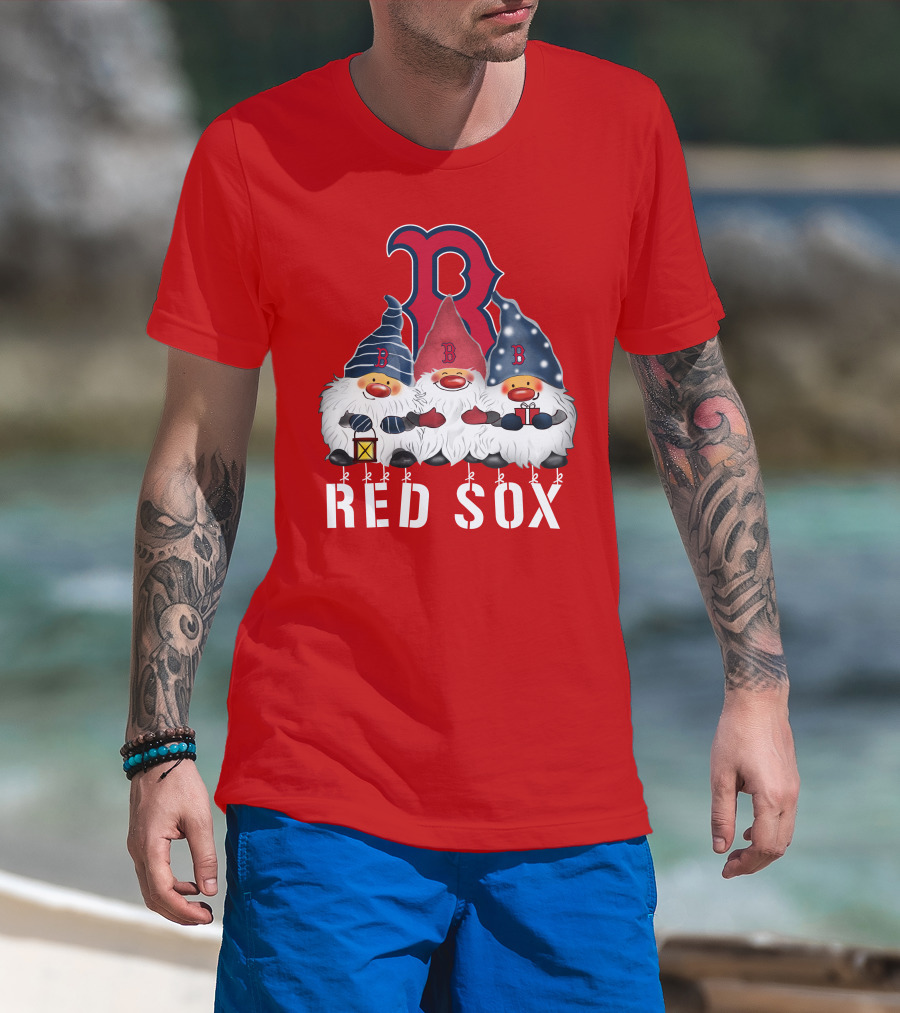 Boston Red Sox Merry Christmas Happy Holidays Gnomes T-Shirt