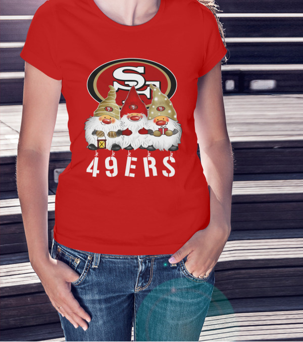 San Francisco 49ers Merry Christmas Happy Holidays Gnomes 49ers T-Shirt