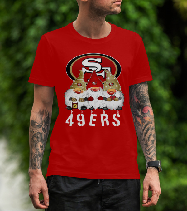 San Francisco 49ers Merry Christmas Happy Holidays Gnomes 49ers T-Shirt