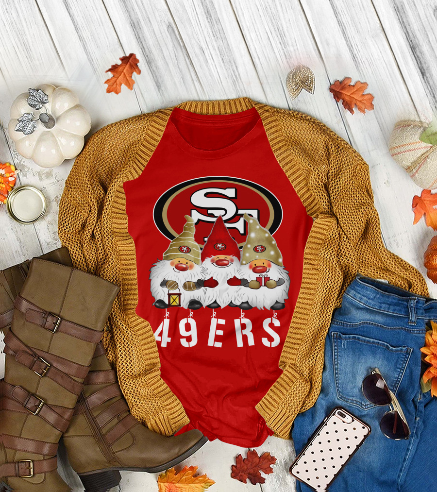San Francisco 49ers Merry Christmas Happy Holidays Gnomes 49ers T-Shirt