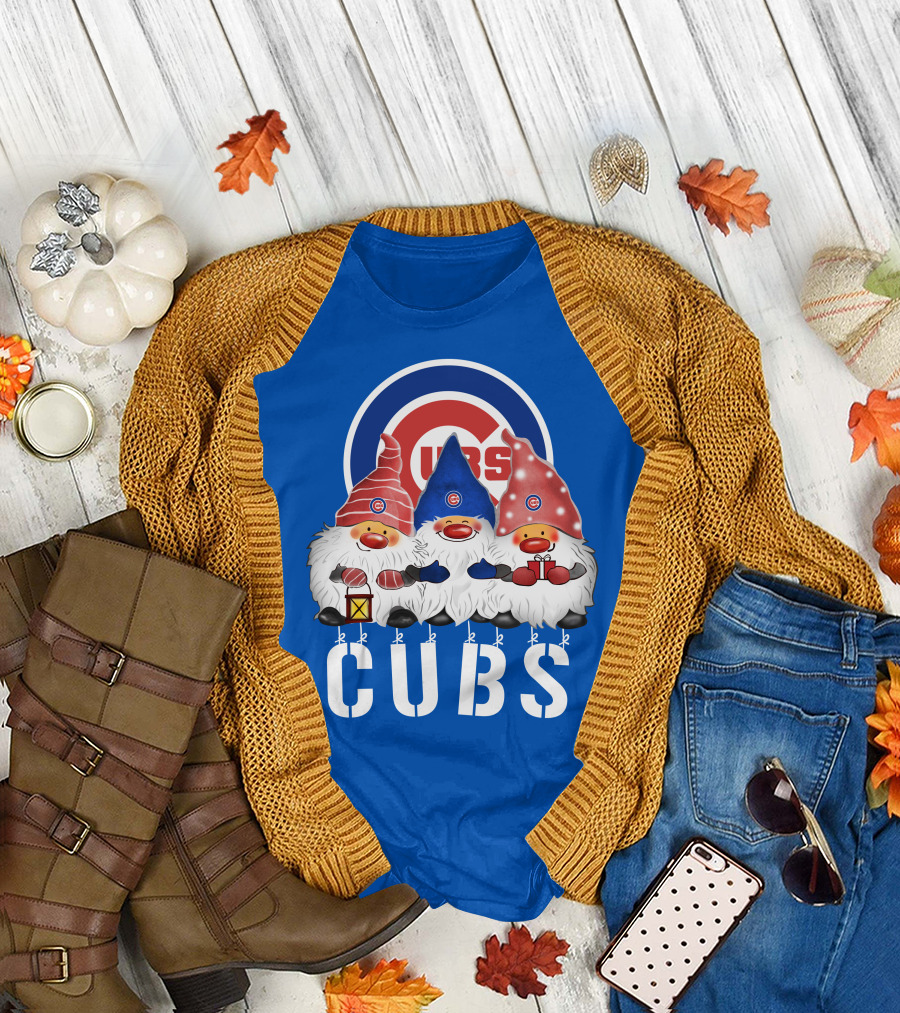 Chicago Cubs Merry Christmas Happy Holidays Festive Gnomes T-Shirt