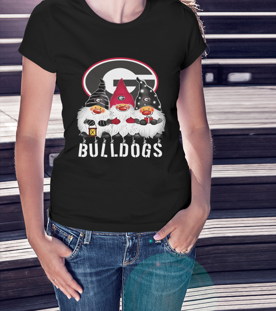 Georgia Bulldogs Merry Christmas Happy Holidays Gnomes T-Shirt