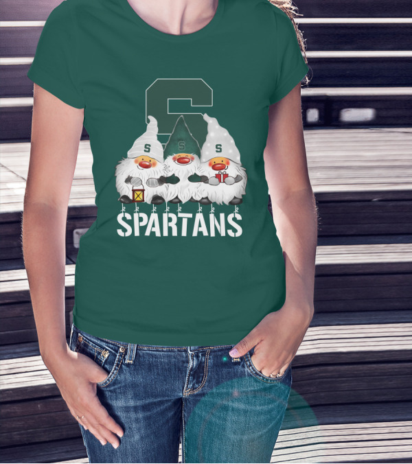 Michigan State Spartans Christmas Gnomes Holiday Celebrations T-Shirt