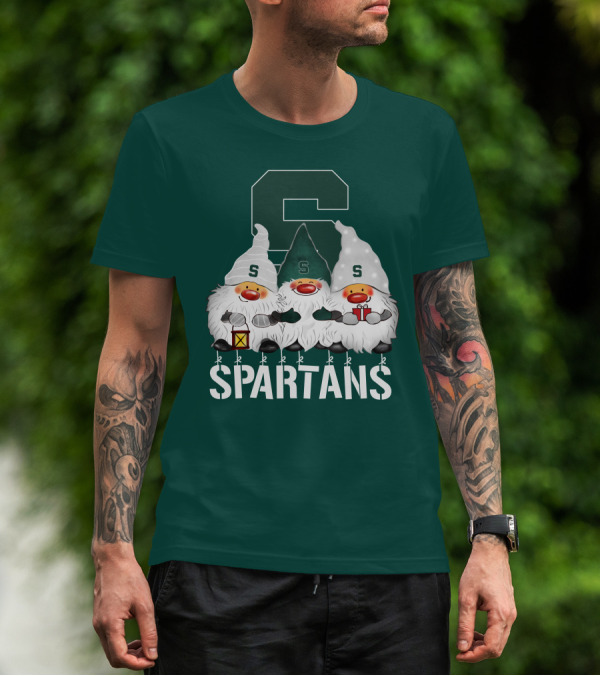 Michigan State Spartans Christmas Gnomes Holiday Celebrations T-Shirt