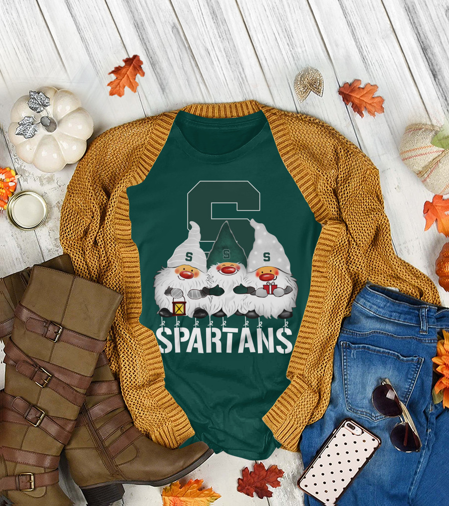 Michigan State Spartans Christmas Gnomes Holiday Celebrations T-Shirt