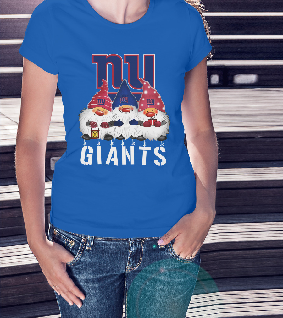 New York Giants Merry Christmas Happy Holidays Gnomes T-Shirt