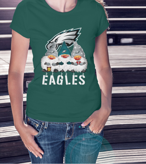 Philadelphia Eagles Christmas Gnomes Happy Holidays T-Shirt