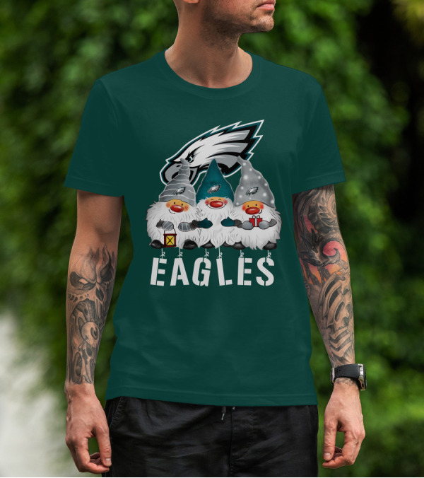 Philadelphia Eagles Christmas Gnomes Happy Holidays T-Shirt