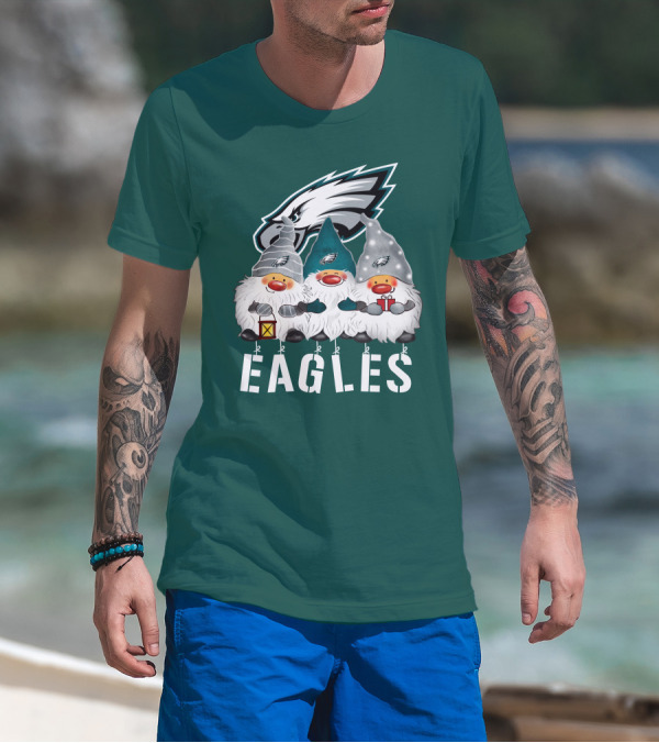 Philadelphia Eagles Christmas Gnomes Happy Holidays T-Shirt