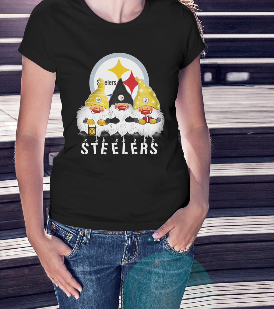 Steelers Merry Christmas Happy Holidays Gnomes T-Shirt