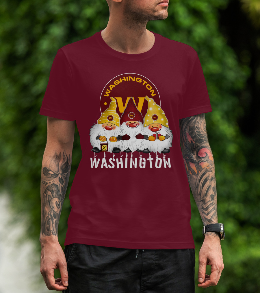 Washington Football Team Christmas Holiday Gnomes W T-Shirt
